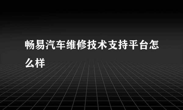 畅易汽车维修技术支持平台怎么样