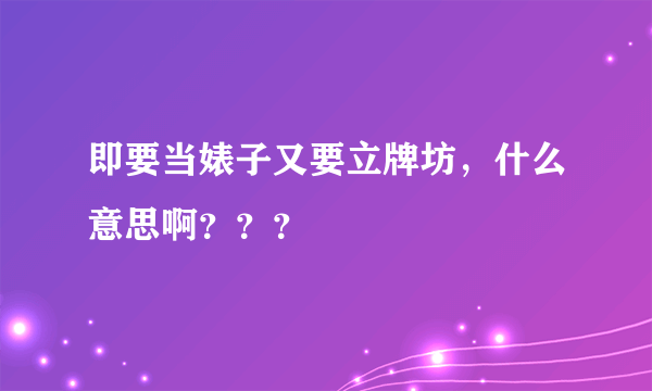 即要当婊子又要立牌坊，什么意思啊？？？