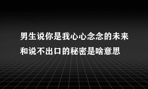 男生说你是我心心念念的未来和说不出口的秘密是啥意思