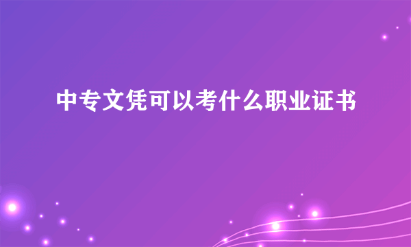 中专文凭可以考什么职业证书