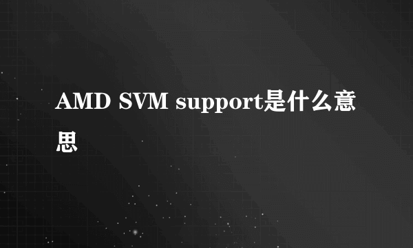 AMD SVM support是什么意思