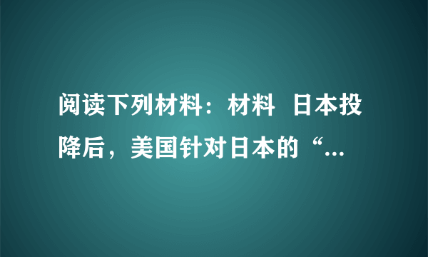 阅读下列材料：材料  日本投降后，美国针对日本的“大东亚圣战”说，提出了“太平洋战争史观”，以澄清民