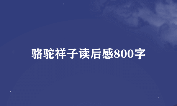 骆驼祥子读后感800字