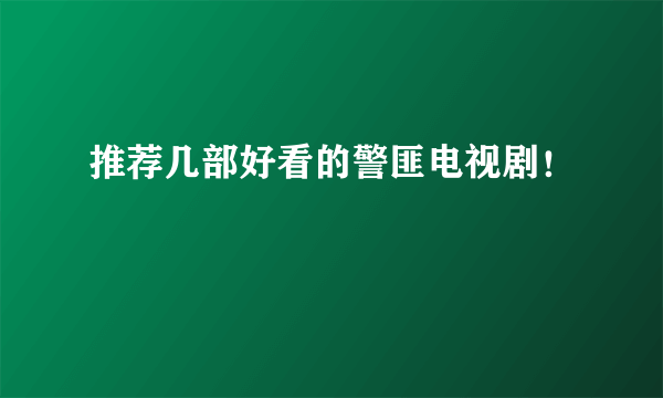 推荐几部好看的警匪电视剧！