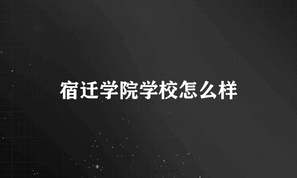 宿迁学院学校怎么样