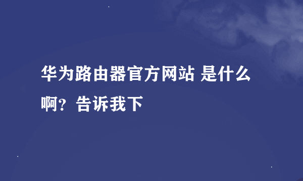 华为路由器官方网站 是什么啊？告诉我下