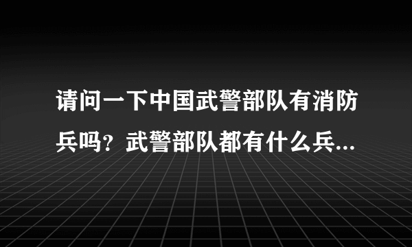 请问一下中国武警部队有消防兵吗？武警部队都有什么兵种？有什么区别?