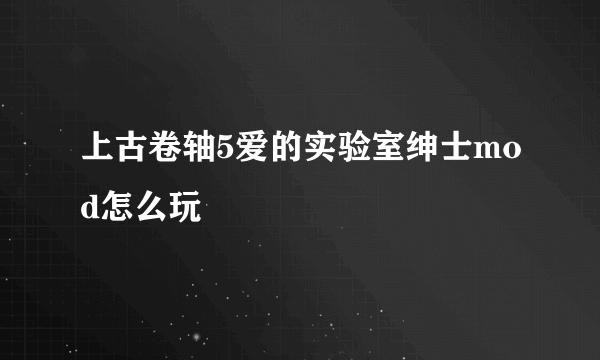 上古卷轴5爱的实验室绅士mod怎么玩