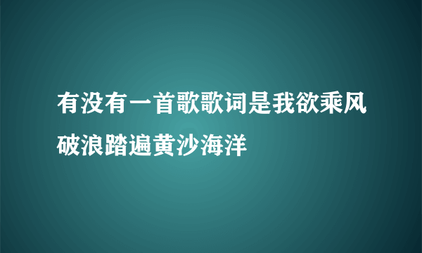 有没有一首歌歌词是我欲乘风破浪踏遍黄沙海洋