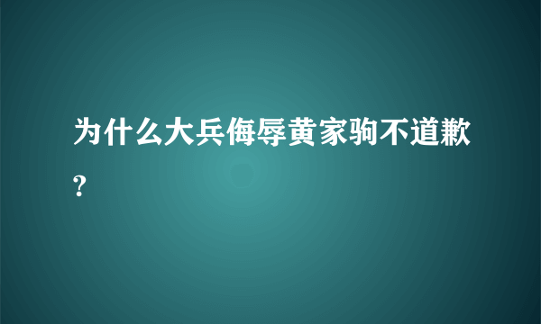 为什么大兵侮辱黄家驹不道歉?