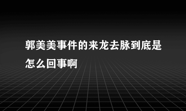 郭美美事件的来龙去脉到底是怎么回事啊