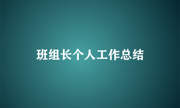 班组长个人工作总结