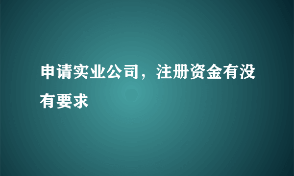 申请实业公司，注册资金有没有要求