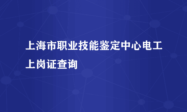 上海市职业技能鉴定中心电工上岗证查询