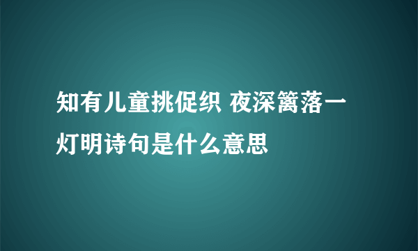 知有儿童挑促织 夜深篱落一灯明诗句是什么意思