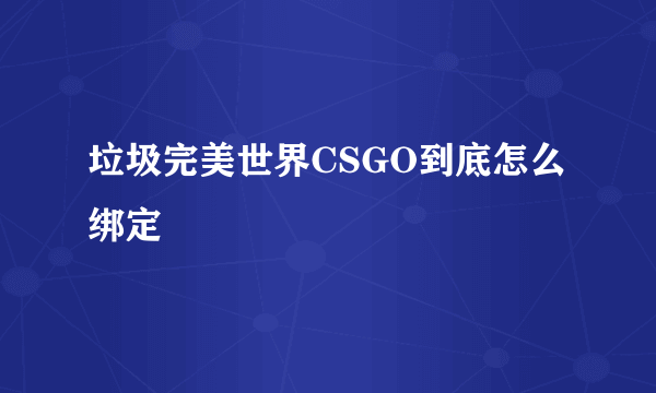 垃圾完美世界CSGO到底怎么绑定