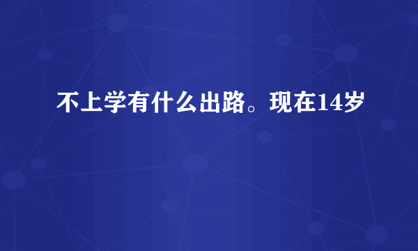 不上学有什么出路。现在14岁