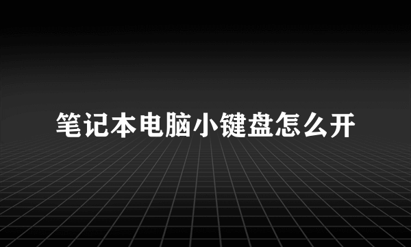 笔记本电脑小键盘怎么开