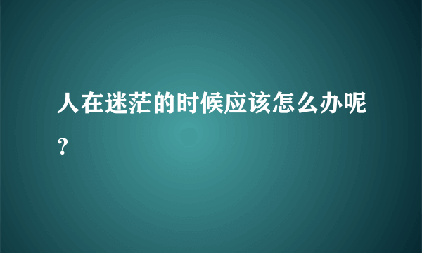 人在迷茫的时候应该怎么办呢？