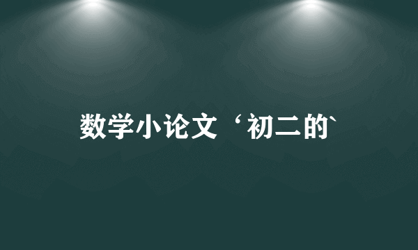 数学小论文‘初二的`