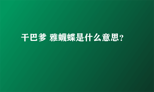 干巴爹 雅蠛蝶是什么意思？