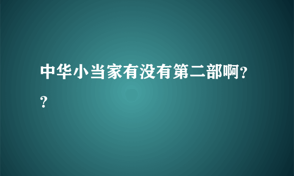 中华小当家有没有第二部啊？？