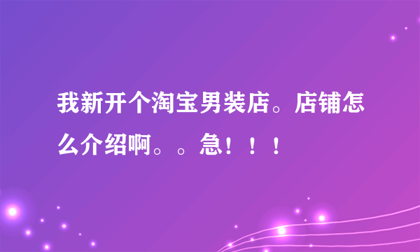 我新开个淘宝男装店。店铺怎么介绍啊。。急！！！