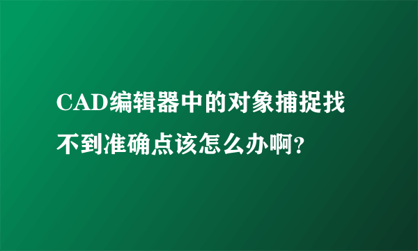 CAD编辑器中的对象捕捉找不到准确点该怎么办啊？