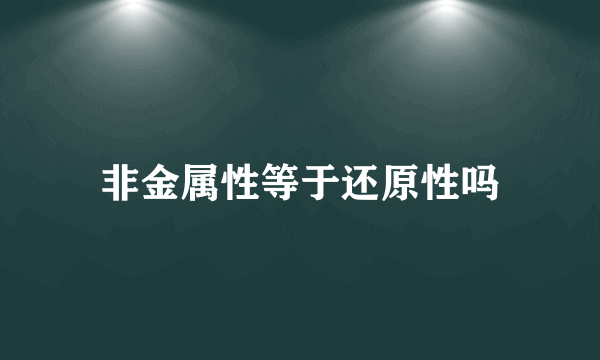 非金属性等于还原性吗