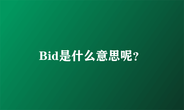 Bid是什么意思呢？