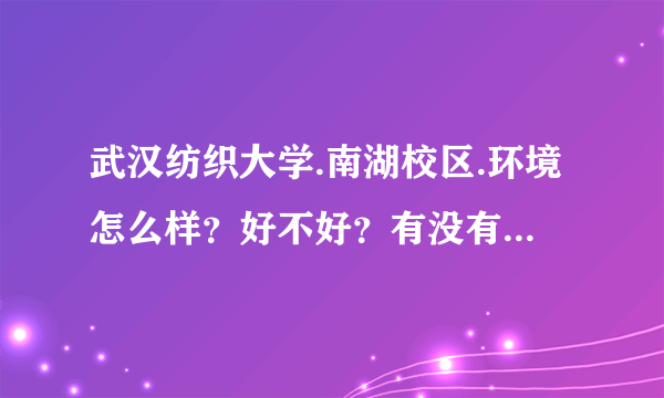 武汉纺织大学.南湖校区.环境怎么样？好不好？有没有校园内的照片.有+我Q642462317