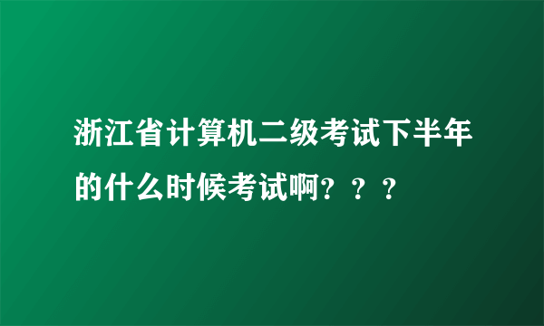 浙江省计算机二级考试下半年的什么时候考试啊？？？