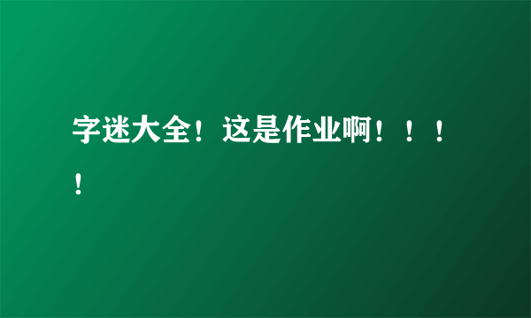 字迷大全！这是作业啊！！！！