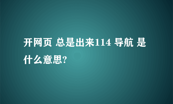 开网页 总是出来114 导航 是什么意思?