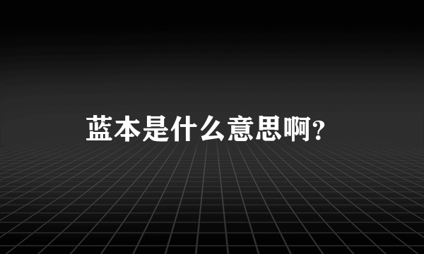 蓝本是什么意思啊？