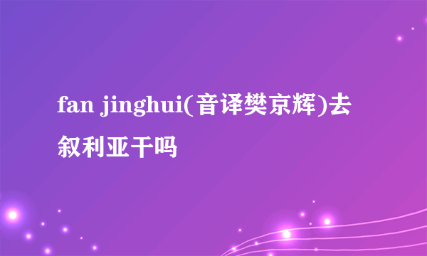 fan jinghui(音译樊京辉)去叙利亚干吗