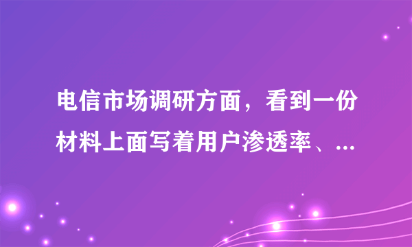 电信市场调研方面，看到一份材料上面写着用户渗透率、号码渗透率、手机渗透率，这三者之间是什么关系？