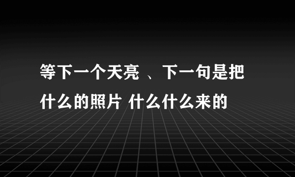 等下一个天亮 、下一句是把什么的照片 什么什么来的