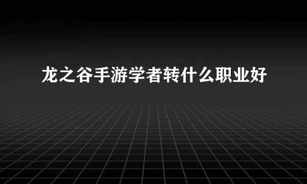 龙之谷手游学者转什么职业好