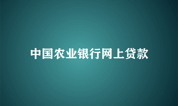 中国农业银行网上贷款