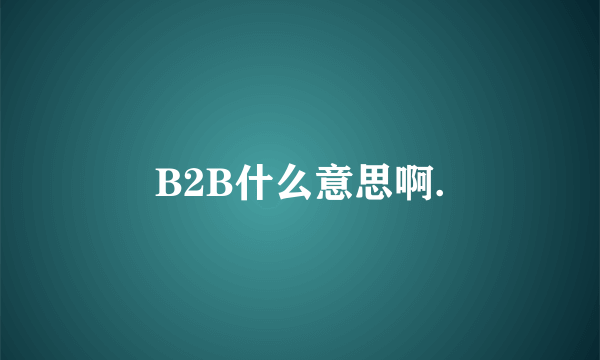 B2B什么意思啊.