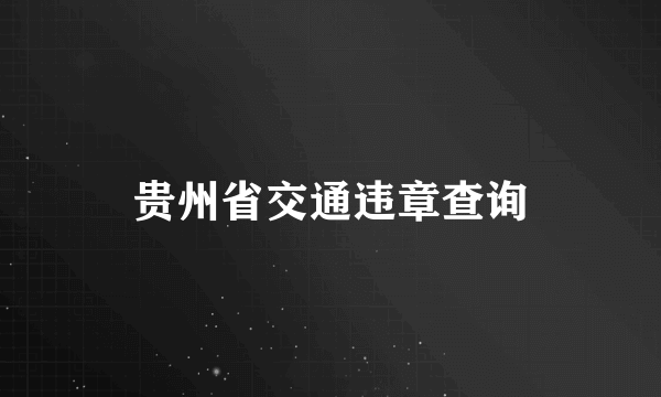 贵州省交通违章查询