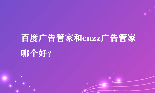 百度广告管家和cnzz广告管家哪个好？