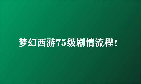 梦幻西游75级剧情流程！