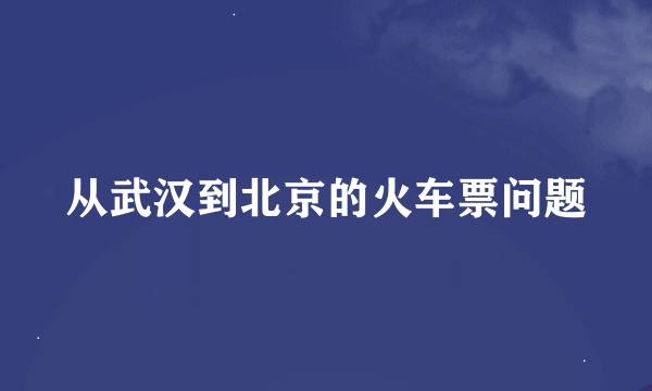 从武汉到北京的火车票问题