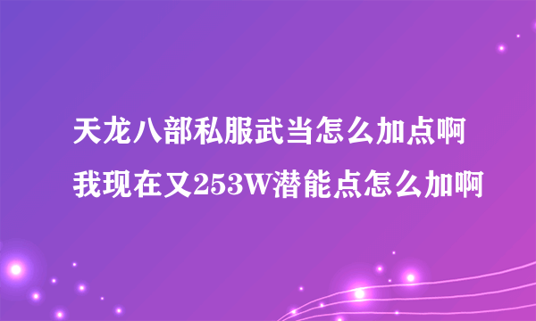 天龙八部私服武当怎么加点啊我现在又253W潜能点怎么加啊