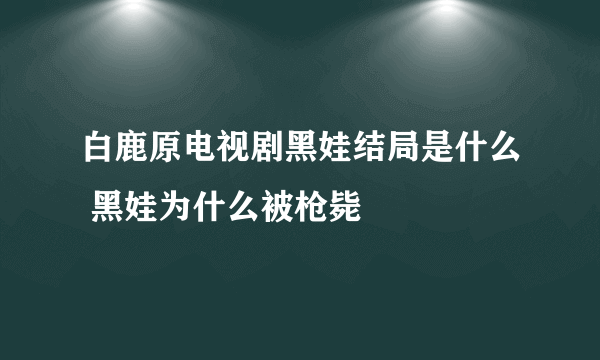 白鹿原电视剧黑娃结局是什么 黑娃为什么被枪毙