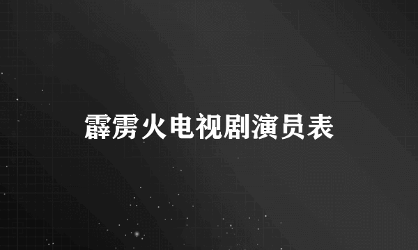 霹雳火电视剧演员表