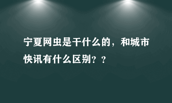 宁夏网虫是干什么的，和城市快讯有什么区别？？