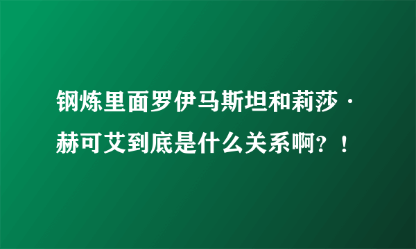 钢炼里面罗伊马斯坦和莉莎·赫可艾到底是什么关系啊？！